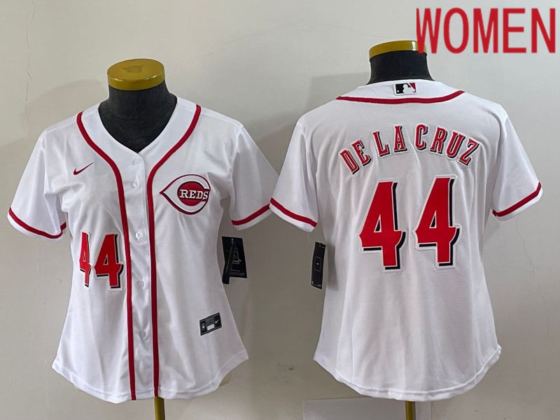 Women Cincinnati Reds #44 De La Cruz White Nike 2023 Game MLB Jersey